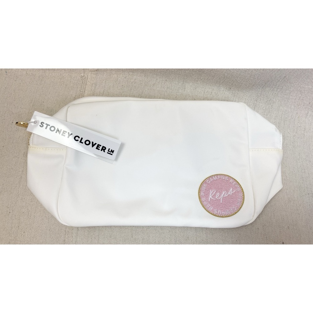 Stoney Clover Lane Classic Nylon Large Pouch in Blanc. NWT *Campus Reps patch